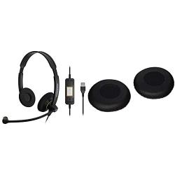 Sennheiser Consumer Audio SC 60 USB ML - Double-Sided Business Headset & USB Connector (Black) & Sennehsier HZP 31 SC 200 Leatherette Ear Pads for Circle and Culture Series, Pack with 2 Ear Pads