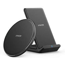 Anker Wireless Chargers Bundle, PowerWave Pad & Stand Upgraded, Qi-Certified, Fast Charging iPhone SE, 11, 11 Pro, 11 Pro Max, Xs Max, XR, XS, X, 8, Galaxy S20 S10 S9, Note 10 Note 9 (No AC Adapter)