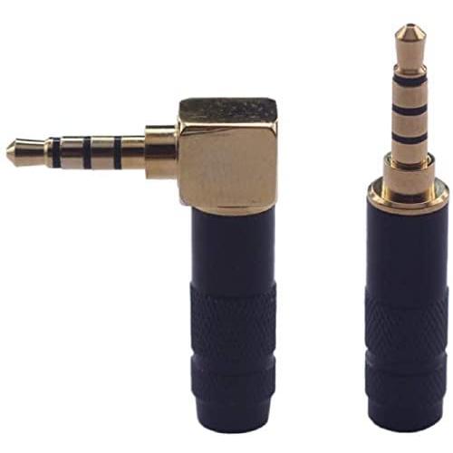 KK AS3b-4P 2pcs total, Hi End 4-Pole 3.5mm Right Angle & Streight Male Plug, Gold Plated, Solder Connector KK AS3b-4P (Angle & Straight)