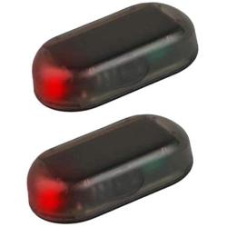 G·PE House 2pcs Car Solar Power Simulated Dummy Alarm Warning Anti-Theft USB Charger LED Flashing Security Light Fake Lamp (Red + Red)