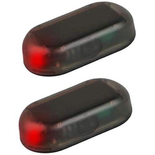 G·PE House 2pcs Car Solar Power Simulated Dummy Alarm Warning Anti-Theft USB Charger LED Flashing Security Light Fake Lamp (Red + Red)
