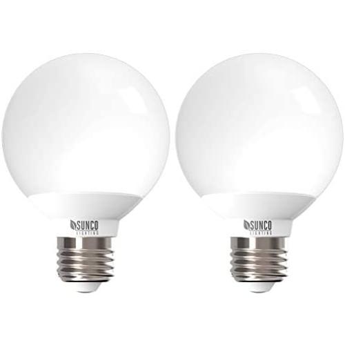 Sunco Lighting 2 Pack G25 LED Globe, 6W=40W, Dimmable, 450 LM, 2700K Soft White, E26 Base, Ideal for Bathroom Vanity or Mirror - UL & Energy Star