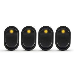 APIELE Rocker Toggle Switch Boat Waterproof DC 12V 30A ON-Off with Dot Light SPST 3 Pins 2 Position 4Pcs ASW-20D (Yellow)