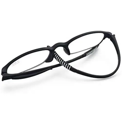 Mcoorn Computer Blue Light Blocking Reading Glasses(Flexible and Lightweight) Plastic Portable Readers, Single Black, +1.75 diopters