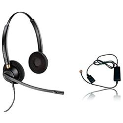 Plantronics HW520 Headset Bundle Mono Noise-Canceling and Inteli Cord, Compatible with Yealink, Polycom, Mitel, Cisco, Nortel, Shoretel Phones (HW520 Stereo Headset Bundle)