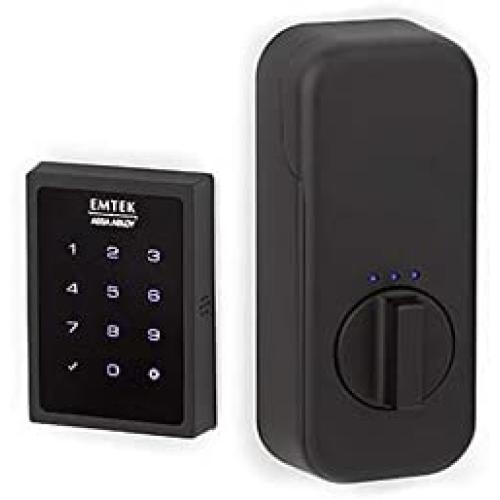 EMTEK Empowered Motorized Touchscreen Keypad Smart Deadbolt Connected by August Smart Kit - Choice of 4 Finishes - EMP1101US19 - Flat Black (US19)