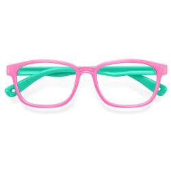 Blue Light Glasses for Kids 1 Pack Anti Glare & Eye Strain Glasses Computer TV Phone Tablets UV Protection Glasses for Kids Boys Girls Age 3-12(Pink Green)
