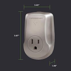 TOPGREENER Smart Wi-Fi Powerful Plug with Energy Monitoring, Smart Outlet, 15A, 1800W, No Hub Required, Compatible with Alexa and Google Assistant, Nickel, 2-Pack