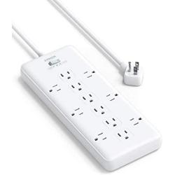 Anker Power Strip Surge Protector (2 × 4000 Joules), PowerExtend Strip 12 Outlets with Flat Plug, 1875W Output, 8ft Extension Cord, Dual Surge Protection for Office, Home