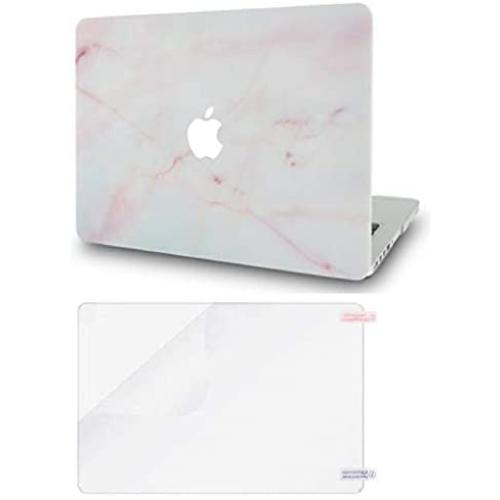 LuvCase 2in1 Laptop Case Compatible with MacBook Pro 13'' (2016-2021) with Touch Bar A2338 M1/A2251/A2289/A2159/A1989/A1706/A1708 Rubberized Plastic Hard Shell Cover with Screen Protector (Pink Marble)