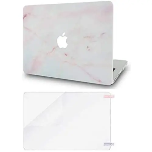 LuvCase 2in1 Laptop Case Compatible with MacBook Pro 13'' (2016-2021) with Touch Bar A2338 M1/A2251/A2289/A2159/A1989/A1706/A1708 Rubberized Plastic Hard Shell Cover with Screen Protector (Pink Marble)