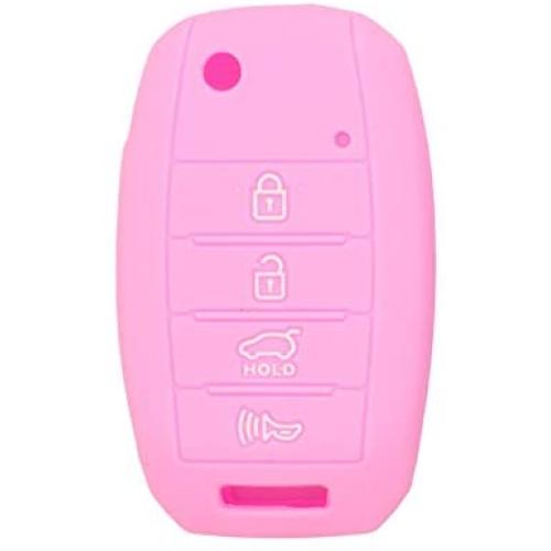 SEGADEN Silicone Cover Protector Case Holder Skin Jacket Compatible with KIA 4 Button Flip Remote Key Fob CV2154 Pink