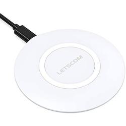 LETSCOM Ultra Slim Wireless Charger, Qi-Certified 15W Max Fast Wireless Charging Pad, Compatible with iPhone 12/11/11 Pro/XS Max/XR/XS/X/8/8+, Galaxy Note 10/Note 10+/S10/S10+/S10E (No AC Adapter)