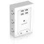 VASTFAFA 6 AC Outlets Surge Protector,Multi Outlet Wall Adapter,USB Power Strip Extension - Mountable Grounded Surge Protector, Portable Outlet Extender for TV Computer Laptops Smartphone White