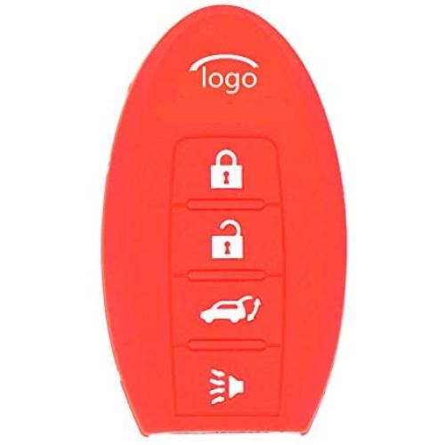 Auto keyless New Black and Red Protecting Bag Silicone Smart Remote Key Case Cover for 4 Buttons Infiniti G Series G37 JX35 Q Series Q50 Q60S Q70L QX EX FX M Smart Key Case Shell Fob
