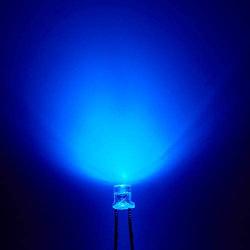 Chanzon 100 pcs 3mm Blue LED Diode Lights (Clear Flat Transparent DC 3V 20mA) Bright Lighting Bulb Lamps Electronics Components Indicator Light Emitting Diodes