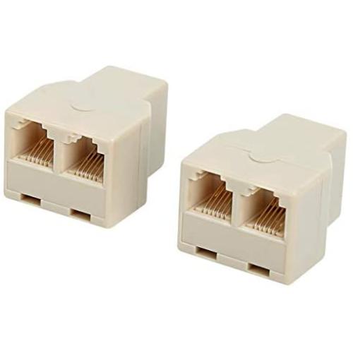 RJ12 6P6C 1 Female to 2 Female Telephone Line Splitters, Uvital Telephone Landline Cable Connector and Separator(Yellow,2 Pack)