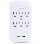 Luxtronic Surge Protector - Wall Tap - 6 Outlets with 2 USB - Charging Station - 300 Joules