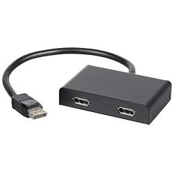Monoprice 121972 2-Port DisplayPort 1.2 to DisplayPort Multi-Stream Transport (MST) Hub, DP to DP, Black, 7.6 x 5.8 x 1.3