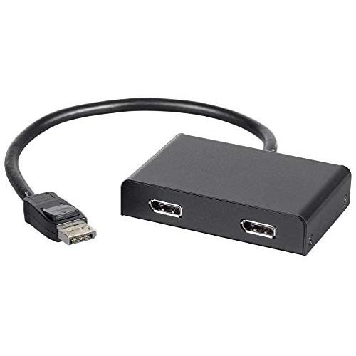 Monoprice 121972 2-Port DisplayPort 1.2 to DisplayPort Multi-Stream Transport (MST) Hub, DP to DP, Black, 7.6 x 5.8 x 1.3