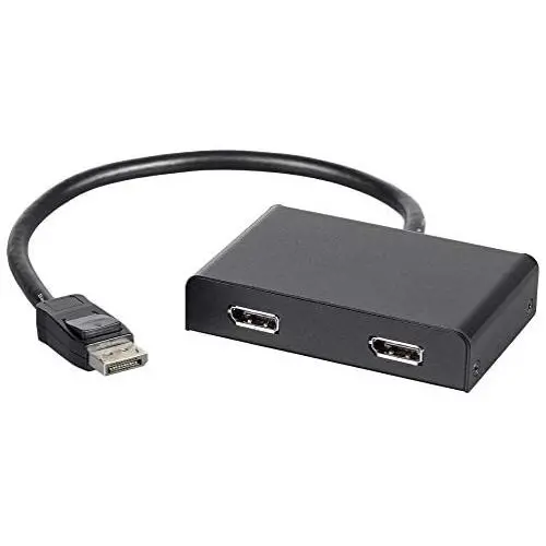 Monoprice 121972 2-Port DisplayPort 1.2 to DisplayPort Multi-Stream Transport (MST) Hub, DP to DP, Black, 7.6 x 5.8 x 1.3