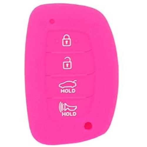 SEGADEN Silicone Cover Protector Case Holder Skin Jacket Compatible with HYUNDAI 4 Button Smart Remote Key Fob CV4112 Rose
