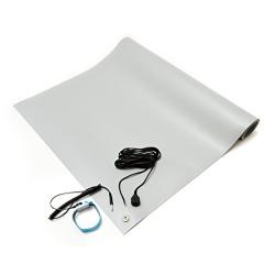 Bertech - 1059-2x3GKT -1059 ESD Mat Kit (Made in USA), 2 Feet Wide x 3 Feet Long x 0.094 Inches Thick, Gray, Includes a Wrist Strap and Grounding Cord, RoHS and REACH Compliant