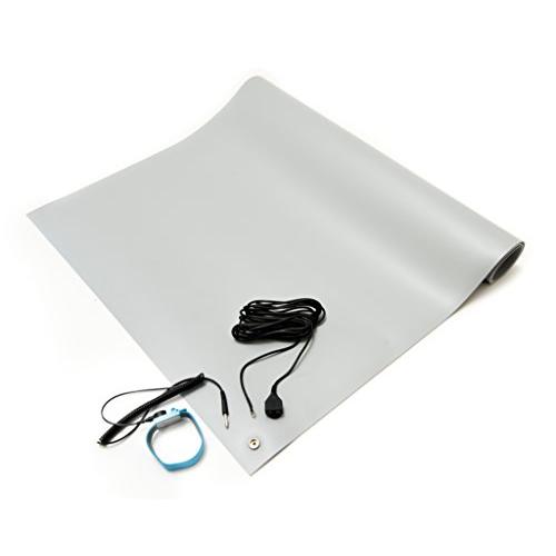 Bertech - 1059-2x3GKT -1059 ESD Mat Kit (Made in USA), 2 Feet Wide x 3 Feet Long x 0.094 Inches Thick, Gray, Includes a Wrist Strap and Grounding Cord, RoHS and REACH Compliant