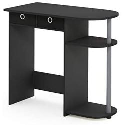 Furinno Go Green Home Laptop Notebook Computer Desk/Table, With 2 Bin Drawers, Black/Grey/Black