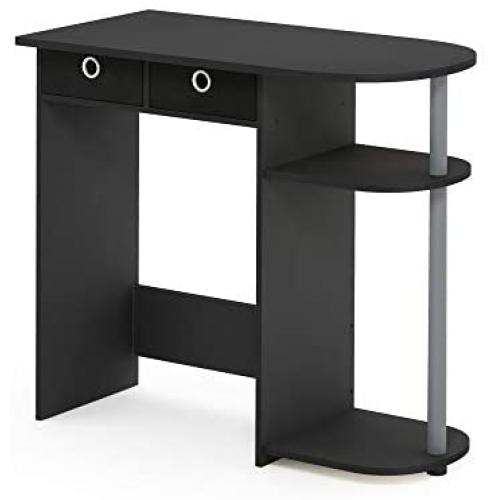Furinno Go Green Home Laptop Notebook Computer Desk/Table, With 2 Bin Drawers, Black/Grey/Black