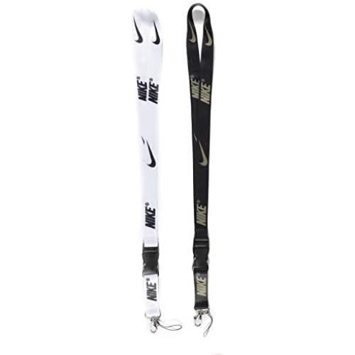 Sport Lanyard Neck Lanyard Strap for Key Chains/ID Holder/Phones/Bags/Accessories with Quick Release Buckle—2 Packs (Black Gold & White)
