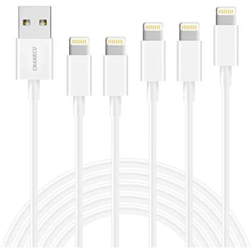 CNANKCU iPhone Charger,MFi Certified Lightning Cable 5 Pack(3-3-6-6-10ft) Durable High-Speed Charging & Data Syncing Cord Compatible iPhone 11/Pro/Xs Max/XR/X/8/8Plus and More -White