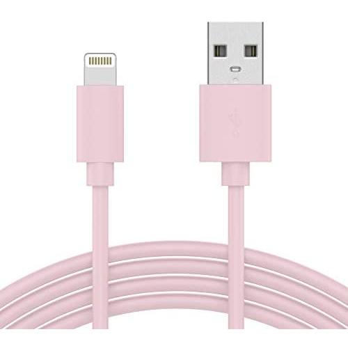 TalkWorks iPhone Charger Lightning Cable 10ft Long Heavy Duty Cord MFI Certified for Apple iPhone 12, 12 Pro/Max, 12 Mini, 11, 11 Pro/Max, XR, XS/Max, X, 8, 7, 6, 5, SE, iPad - Pale Pink