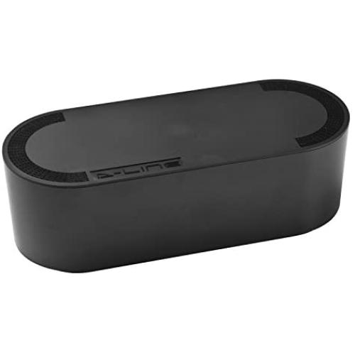 D-Line Cable Management Box | Hide and Conceal Power Strips and Electrical Cords from TVs, Computers, and Desks | Cord Organizer Made from Electrically Safe ABS Material (Large, Black)