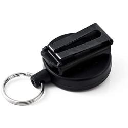 KEY-BAK Original Retractable Key Holder with a Black Front, Removable Rotating Belt Clip, Split Ring and Made in the USA