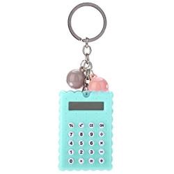 Serounder Mini Calculator, Portable Pocket Candy Color PVC 8 Digits Electronic Calculator with Silicone Buttons and Keychain Buckle for Children Students(Green)