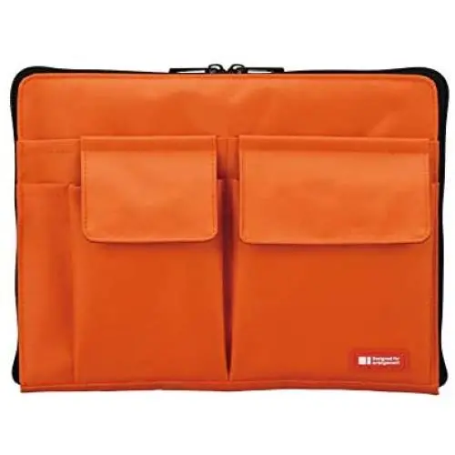LIHIT LAB Bag Laptop Sleeve with Storage Pockets (Bag-in-Bag), 7.1 x 9.8 Inches, Orange (A7553-4)