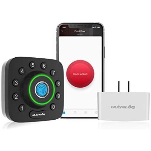 ULTRALOQ U-Bolt Pro Smart Lock + Bridge WiFi Adaptor, 6-in-1 Keyless Entry Door Lock with WiFi, Bluetooth, Biometric Fingerprint and Keypad, Smart Door Lock Front Door, Deadbolt Lock Edition