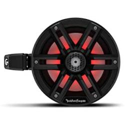 Rockford Fosgate M2WL-65MB Marine Color Optix Multicolor LED Lighted 6.5'' 2-way Motorsports Can Speakers 150 Watts RMS / 600 Watts Peak with Stainless & Sport Grilles, Mounting Hardware - Black (Pair)