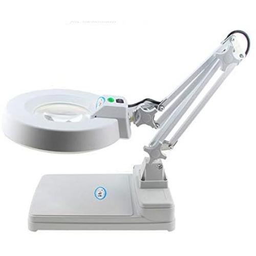 Magnifying Lamp Task Lamp Electronic Desk Lamp Magnifier Adjustable Light Super Bright Natural Daylight Inspection Stand Top Desk Magnifier Swivel Arm Utility Clamp Light (10X Loupes Glass(Updated))