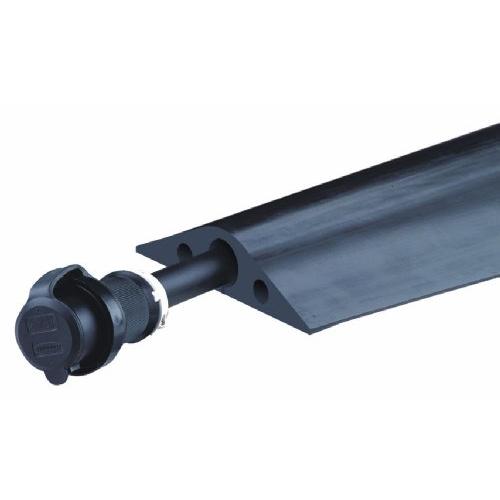 Powerback RFD8-5 Durable Rubber Heavy Duty Single Channel Duct Protector for Cable and Hose Lines up to 1.25'' Diameter, Black, 5 Length