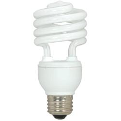 Satco S7224 18-Watt Medium Base T2 Mini Spiral, 2700K, 120V, Equivalent to 75-Watt Incandescent Lamp for Enclosed Fixtures