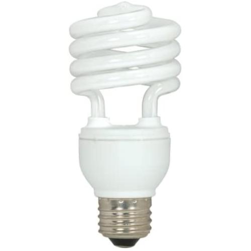 Satco S7224 18-Watt Medium Base T2 Mini Spiral, 2700K, 120V, Equivalent to 75-Watt Incandescent Lamp for Enclosed Fixtures