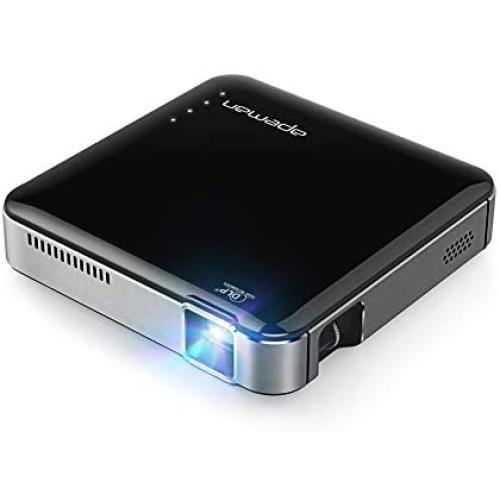 APEMAN M4 Mini Portable Projector, Video DLP Pocket Projector for Home and Outdoor Entertainment, Support 1080P HDMI Input Built-in Rechargeable Battery Stereo Speakers with Upgraded 360° Tripod