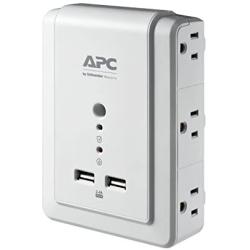 APC Wall Outlet Plug Extender, Surge Protector with USB Ports, P6WU2, (6) AC Multi Plug Outlet, 1080 Joule Surge Protection White