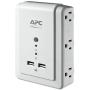 APC Wall Outlet Plug Extender, Surge Protector with USB Ports, P6WU2, (6) AC Multi Plug Outlet, 1080 Joule Surge Protection White