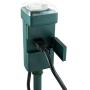GE Branded Outdoor 6 Mechanical Stake Timer,Easy-to-Set dial, 30-Minute Interval pushpins, Six Grounded outlets with Weather-Resistant Covers – 29972, Green