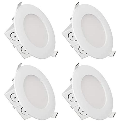 TORCHSTAR Ultra-Thin 4 Inch Recessed LED Downlight, Dimmable Integrated Junction Box, 9W=65W Eqv, 650lm, 5000K Daylight, Airtight, UL & Energy Star Listed, 5 Years Warranty, Pack of 4