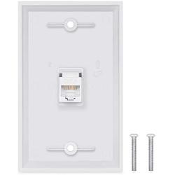 1 Port Ethernet Wall Plate - PHIZLI Cat6 Ethernet Cable Wall Plate Female to Female Faceplate - White