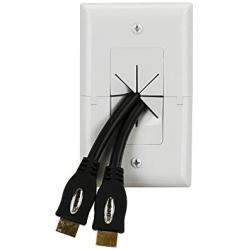 DATA COMM Electronics 45-0017-WH Split Style TV Plate with Flexible AV/HDMI Cable Pass-Through - White